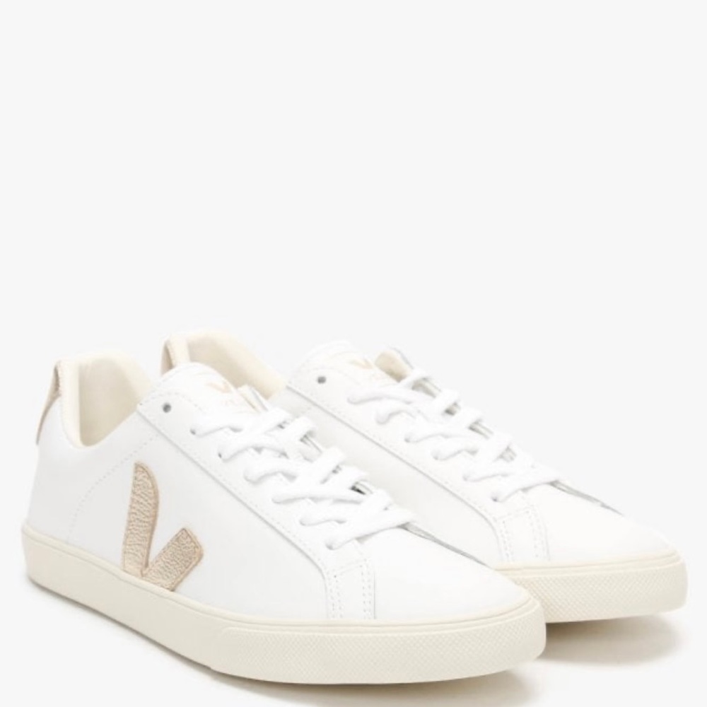 VEGA Esplar Gold Logo Leather Extra White Platine Trainers EU size 36